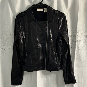 DKNY Sequined Black Bomber Jacket